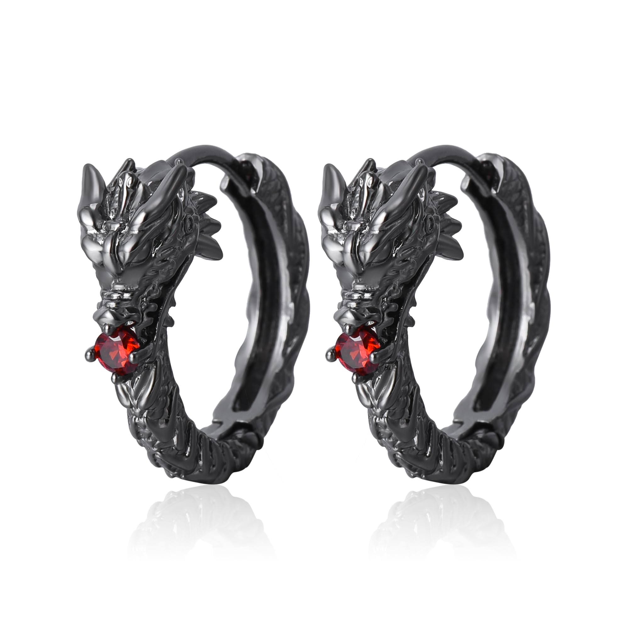 Hanreshe Copper Dragon Hoop Earrings Silver Plated Fashion Jewelry Small Dragon Earrings for Men Women Gift