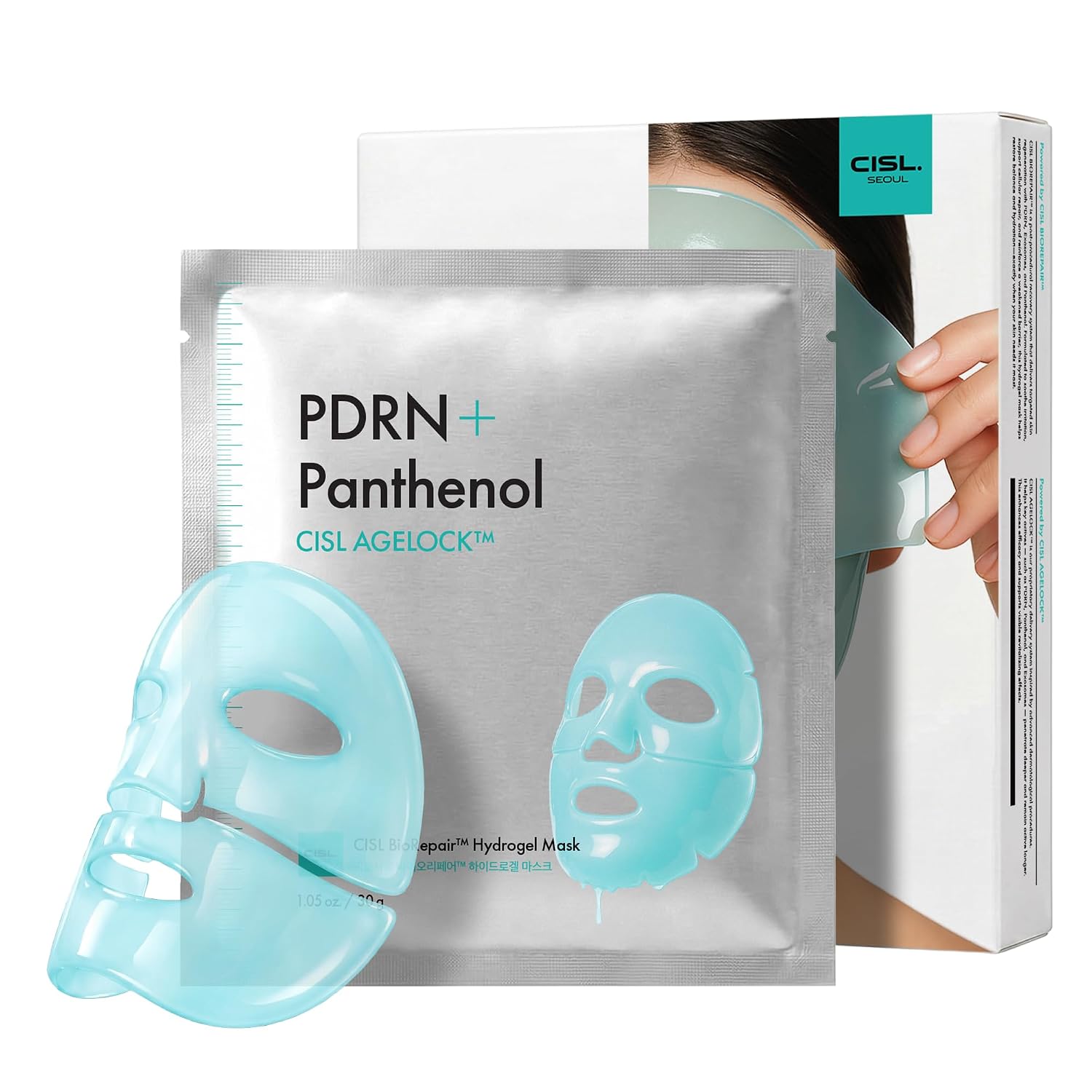 Intensive Soothing Hydrogel Face Mask (5 Pack) Cooling Korean PDRN Mask for Dry, Stressed & Sensitive Skin Hydrating Comfort with Panthenol & Centella, Gentle & Fragrance-Free