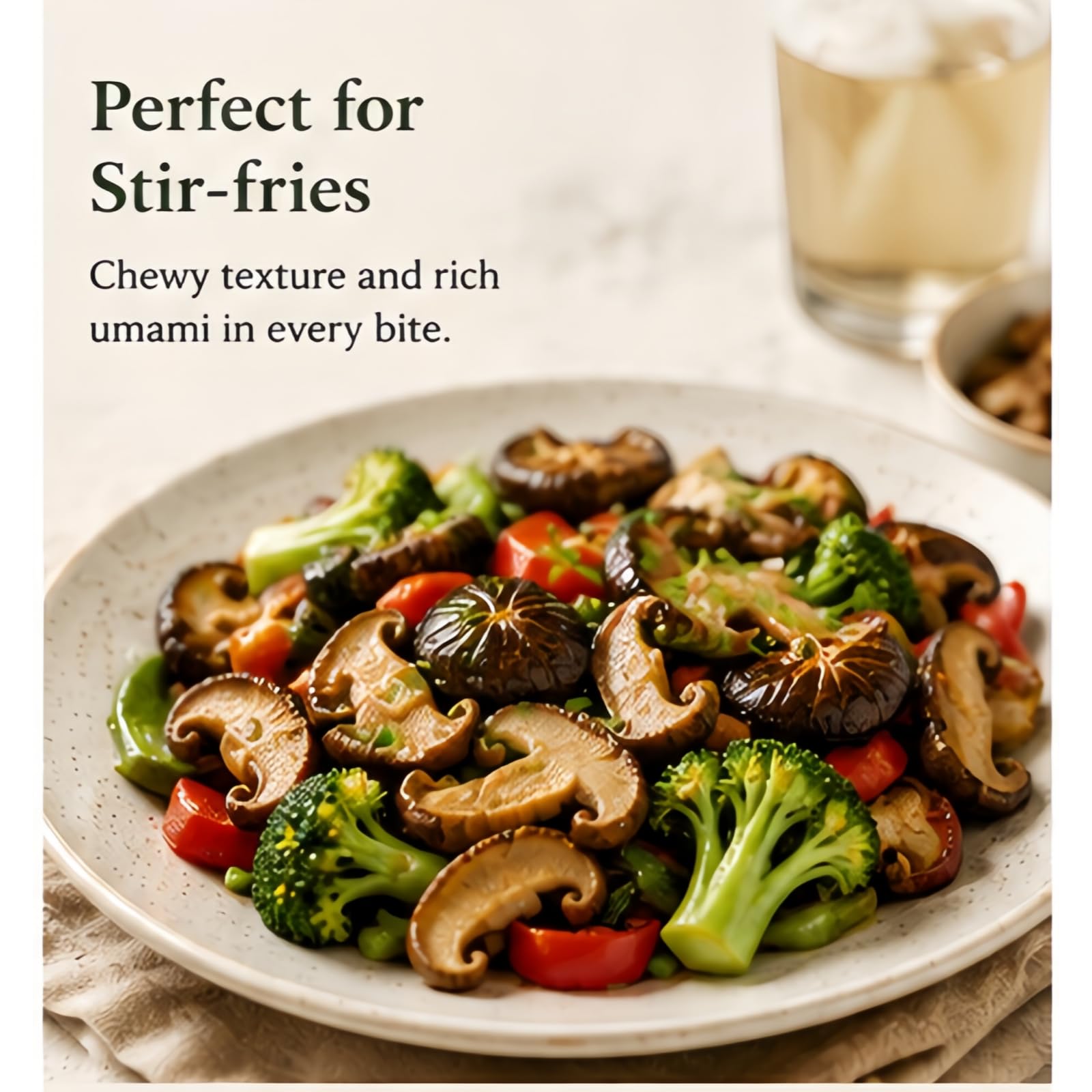 JOIYSVEN Funghi Shiitake Secchi , Qualità Premium, Ricchi Di Umami Per Brodi E Saltati in Padella, Vegan 100% Naturali, 500g