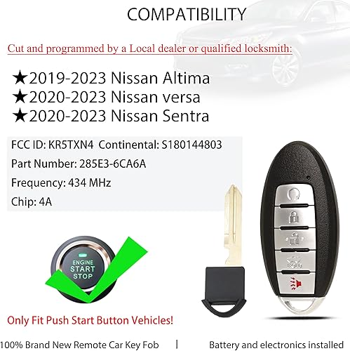 Miniatura 3 de MechanMagic Llavero inteligente remoto de repuesto compatible con Nissan Altima 2019 2020 2021 2022 20232020-2022 2023 Versa Sentra KR5TXN4 Control