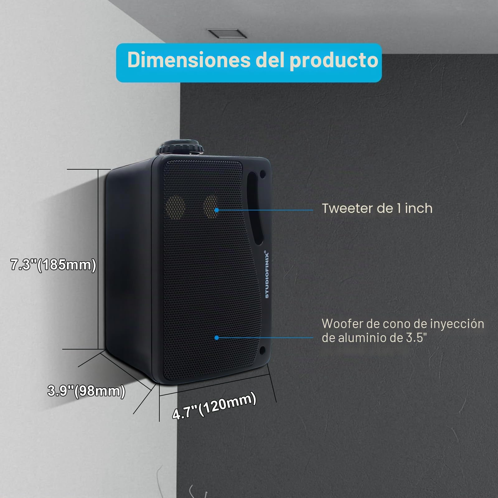 STUDIOFINIX Altavoces pasivos para Exteriores con Cable, Impermeables, 3.5 Pulgadas, 3 vías, 200 W, Altavoces Marinos y de Montaje en Pared, hogar, Barco, Piscina, Patio, Uso en