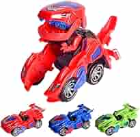 恐竜型ミニカー 変形機能付き Amazon | AINOLWAY 変身恐竜 LED 車用おもちゃ 電動変形車