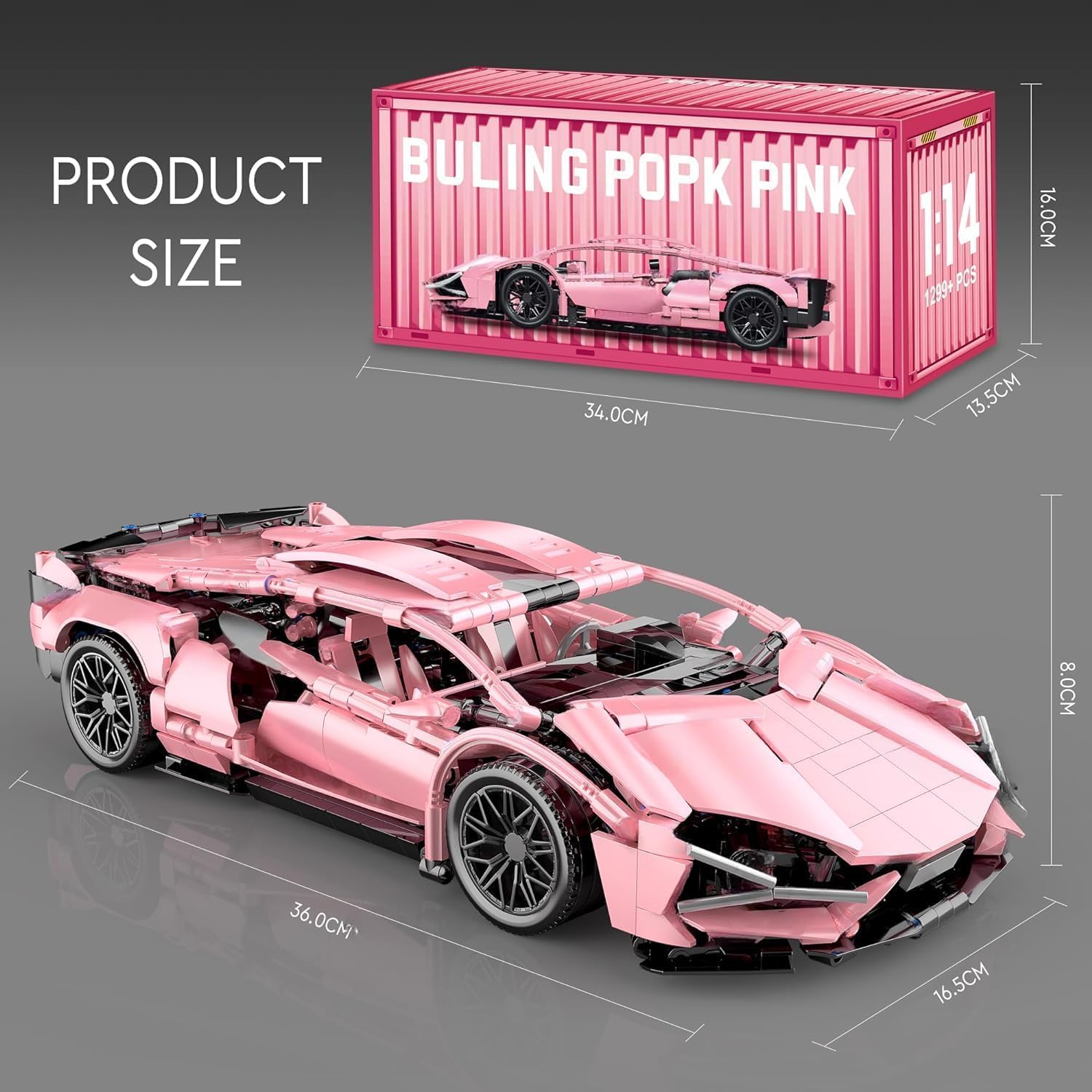 JUCYJULY Technik, set di mattoncini da costruzione per auto sportive, 1299 mattoncini da costruzione per auto da corsa, giocattolo regalo per adulti e bambini