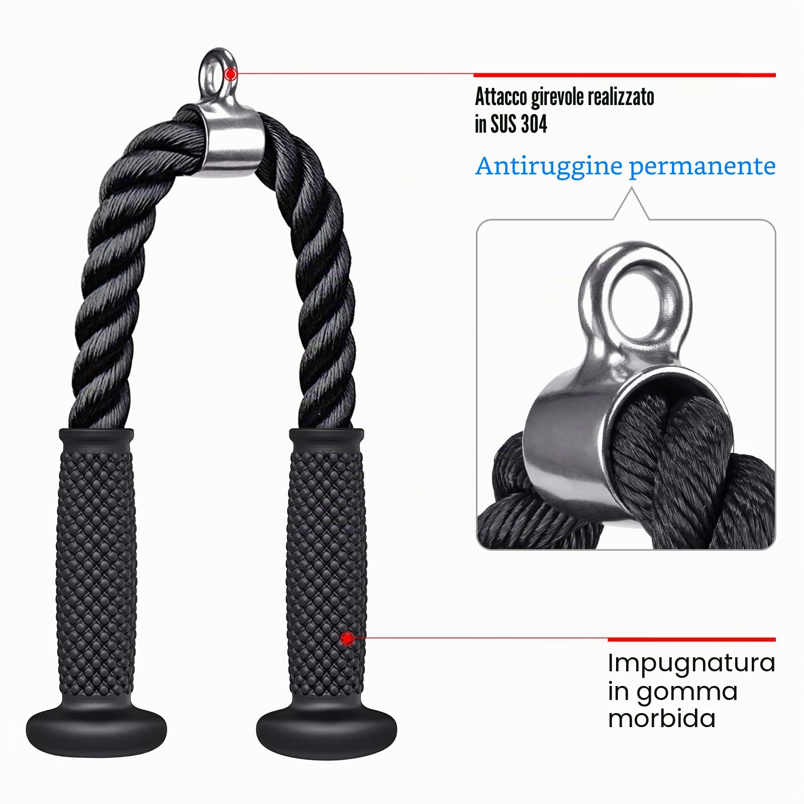 Kipika Attache de Traction pour Triceps - Accessoires pour Machine à câble pour Salle de Sport à la Maison