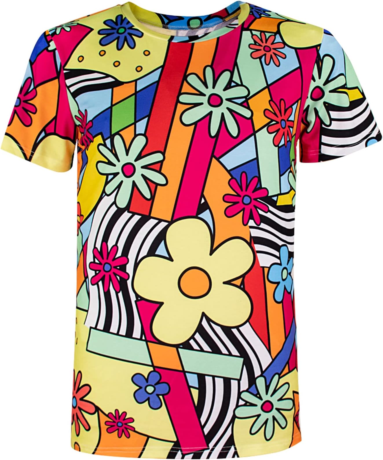 COSAVOROCKMen's 60s 70s Hippie Fancy Dress Floral T-Shirts