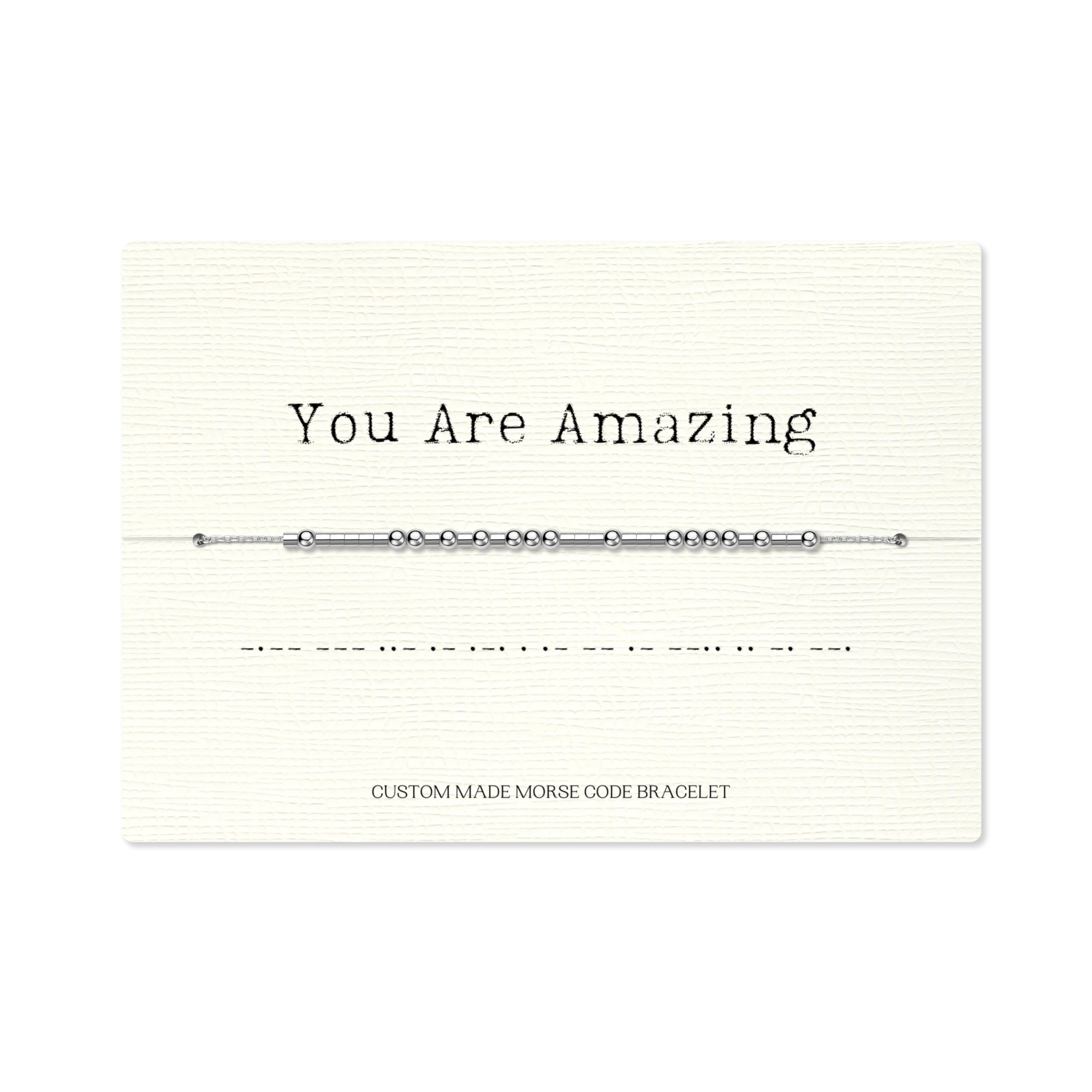 Loved Creations Morse Code Bracelets, Strength Inspirational Morris Code Bracelet for Women, 925 Sterling Silver Blessed Jewelry Gifts for Women Men