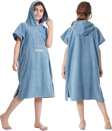 Hiturbo Toalla cambiante para niños, poncho de surf absorbente de secado rápido, toallas de baño de microfibra (amarillo)
