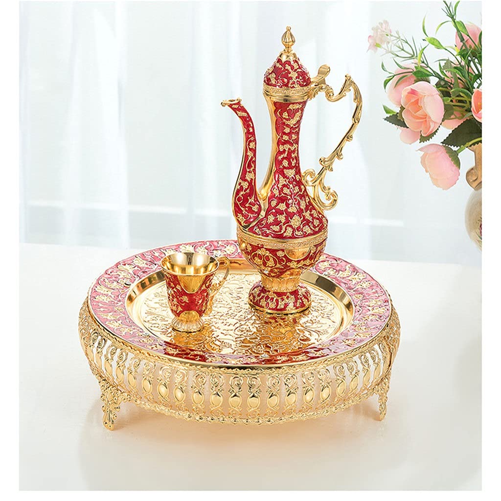 Amazon Co Jp セラミックカップワイングラス ワインセット酒トレイ部門高級メタルパターンジャグワインセットウイスキーグラス酒器セット C ホーム キッチン