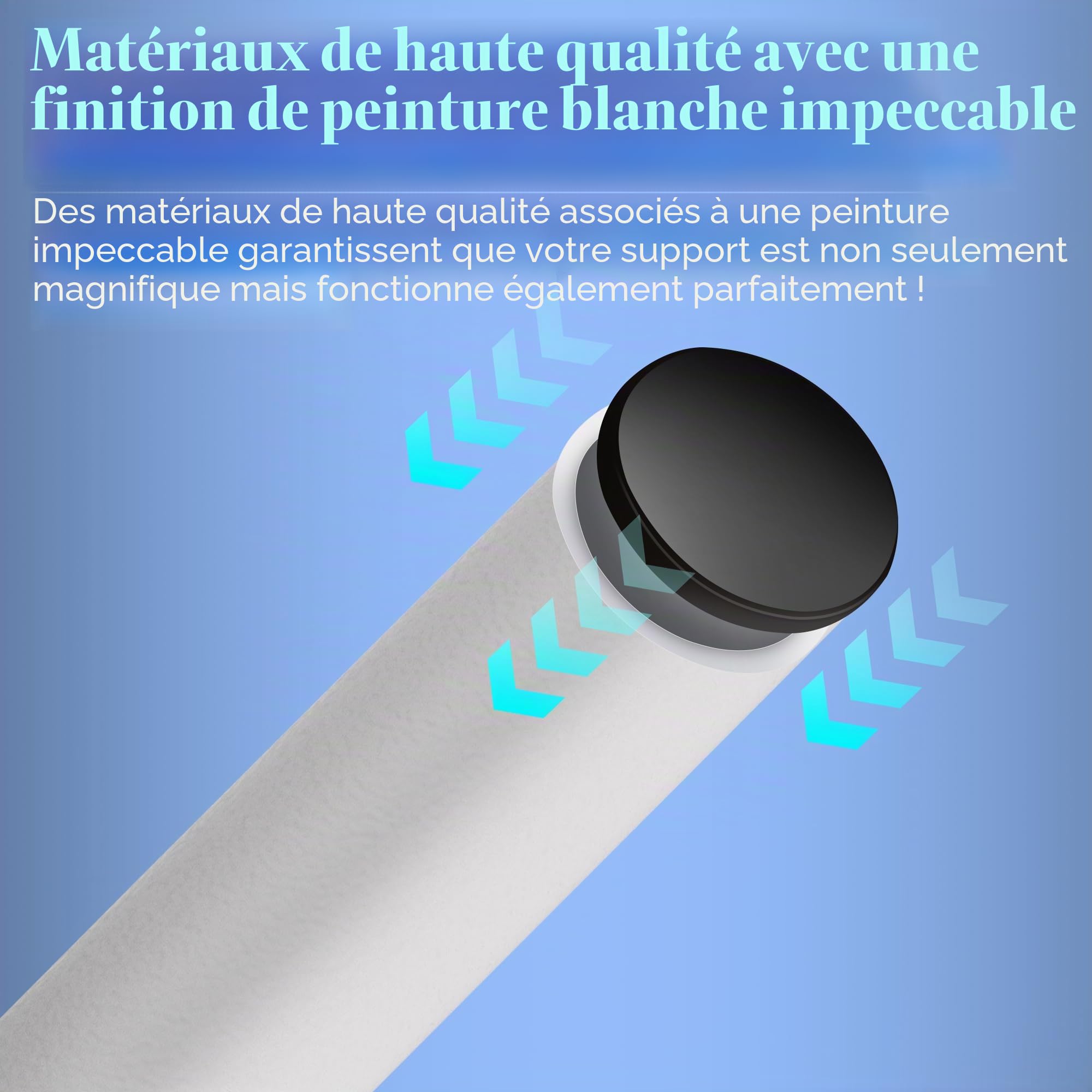 Mât d'antenne Universel pour antennes de télévision/Satellite/Radio/Wi-FI - Support d'installation sur Poteau et Mural réglable (Blanc - Paquet de deux)