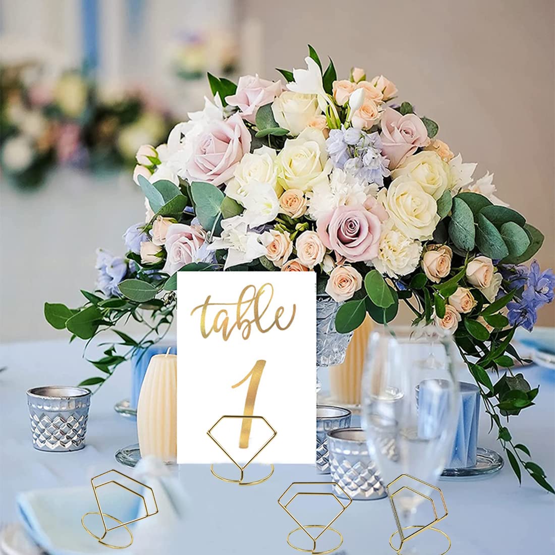 30 Stück Mini-Tischkartenhalter, Hochzeitstisch, Namenskartenhalter, Menü-Memo-Clips, Metall-Foto-Clip-Halter für Lebensmittelschilder, Notizen, Fotos, Hochzeit, Jubiläumsfeier. (Diamant)