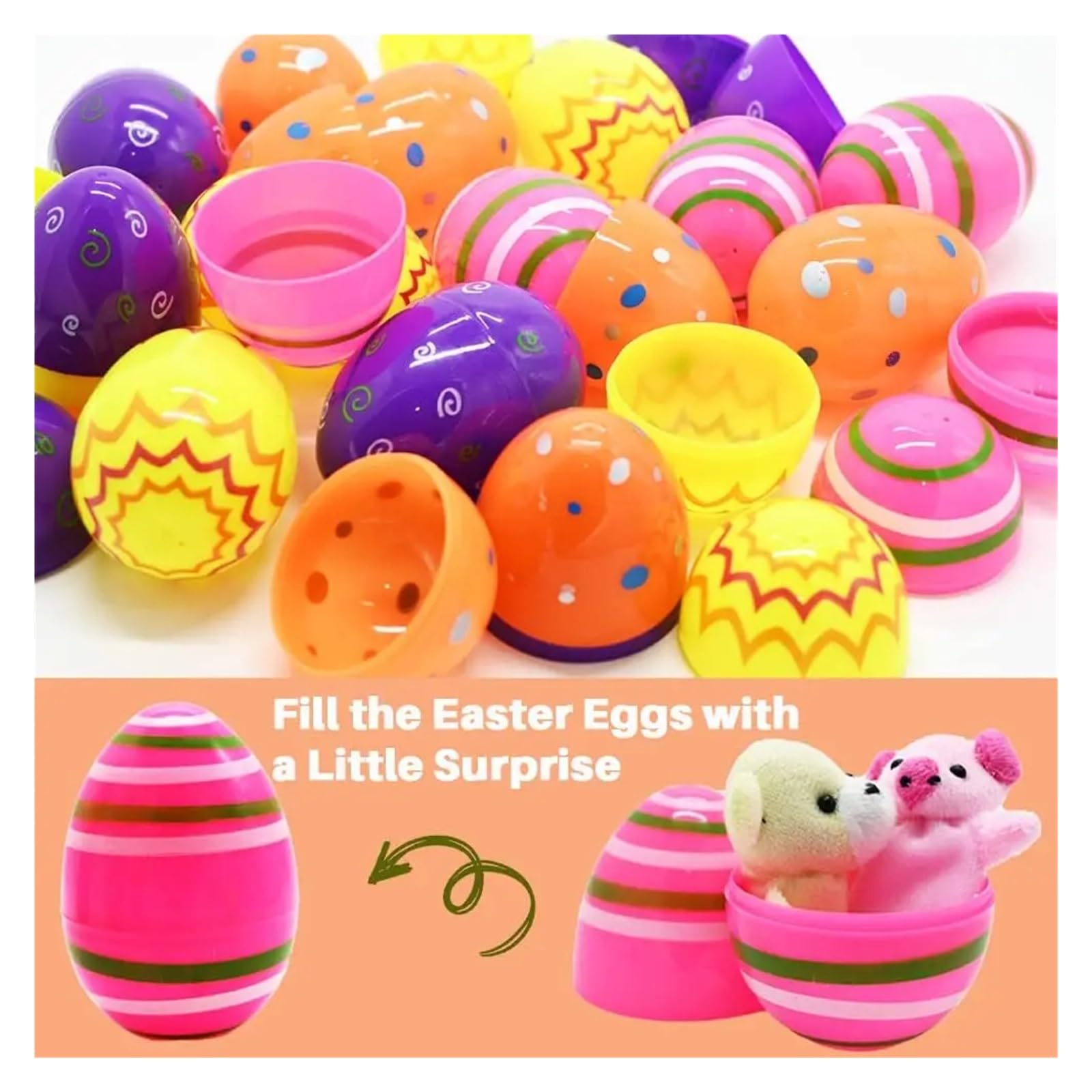 50 Pezzi di Uova Pasqua Stampate Grandi Dimensioni, Plastica Jumbo Riempibili for Imbottiture for Cestini Caccia A Tema Pasquale, Dolcetti for Bomboniere per Feste
