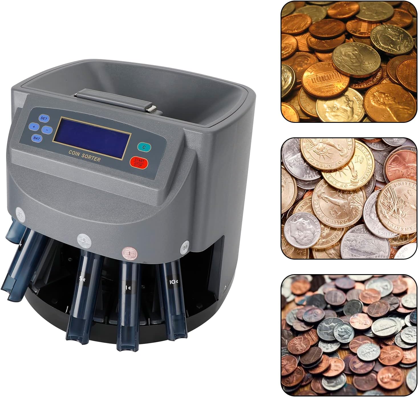 Bruce & Shark Gray Electronic Automatic Coin Sorter Machine Counter Counting Change Money - Image 6