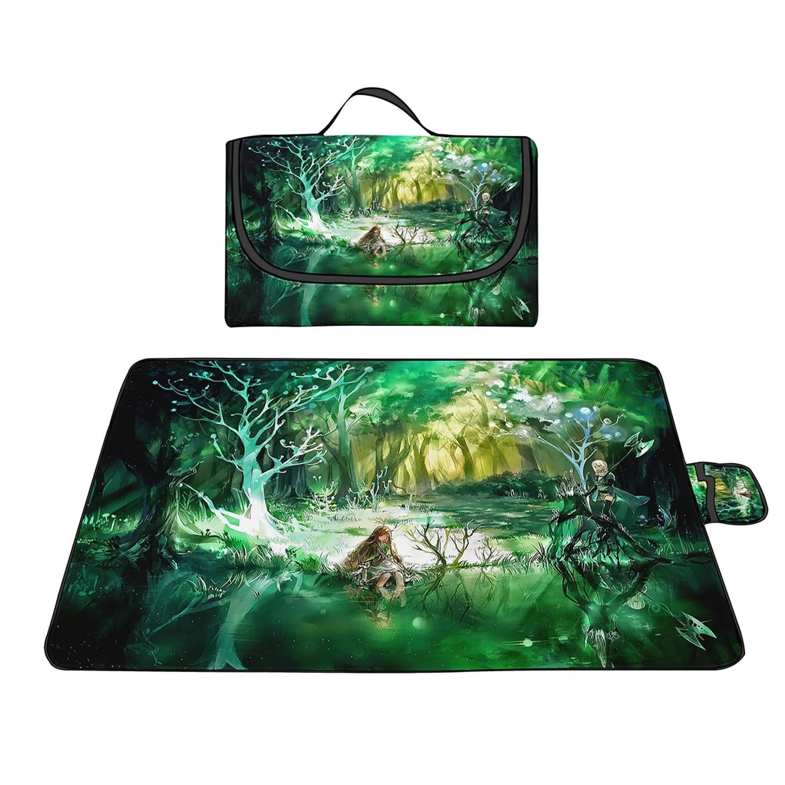 Coperta da Picnic 180x200cm, Coperta da Campeggio Impermeabile Coperta da Spiaggia Portatile con Maniglia per Picnic Outdoor Campeggio Spiaggia Parco Foresta Verde