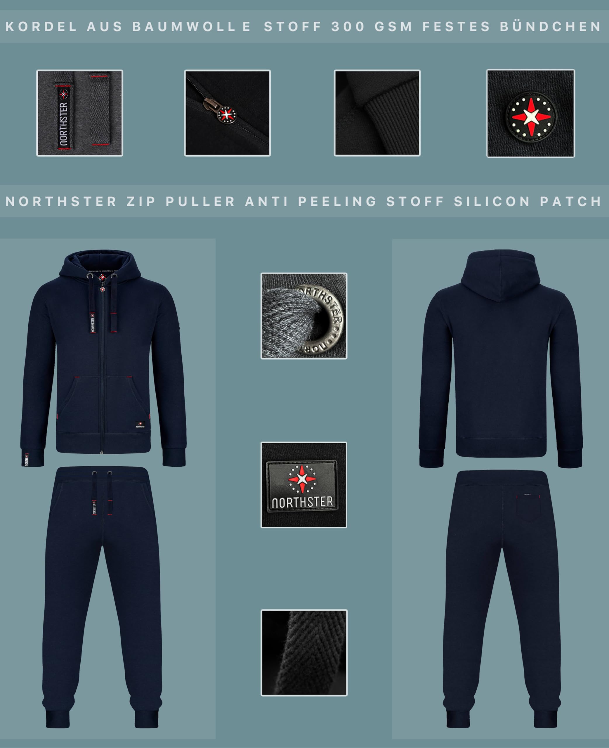 Northster Chándal de algodón para hombre, para tiempo libre, chándal