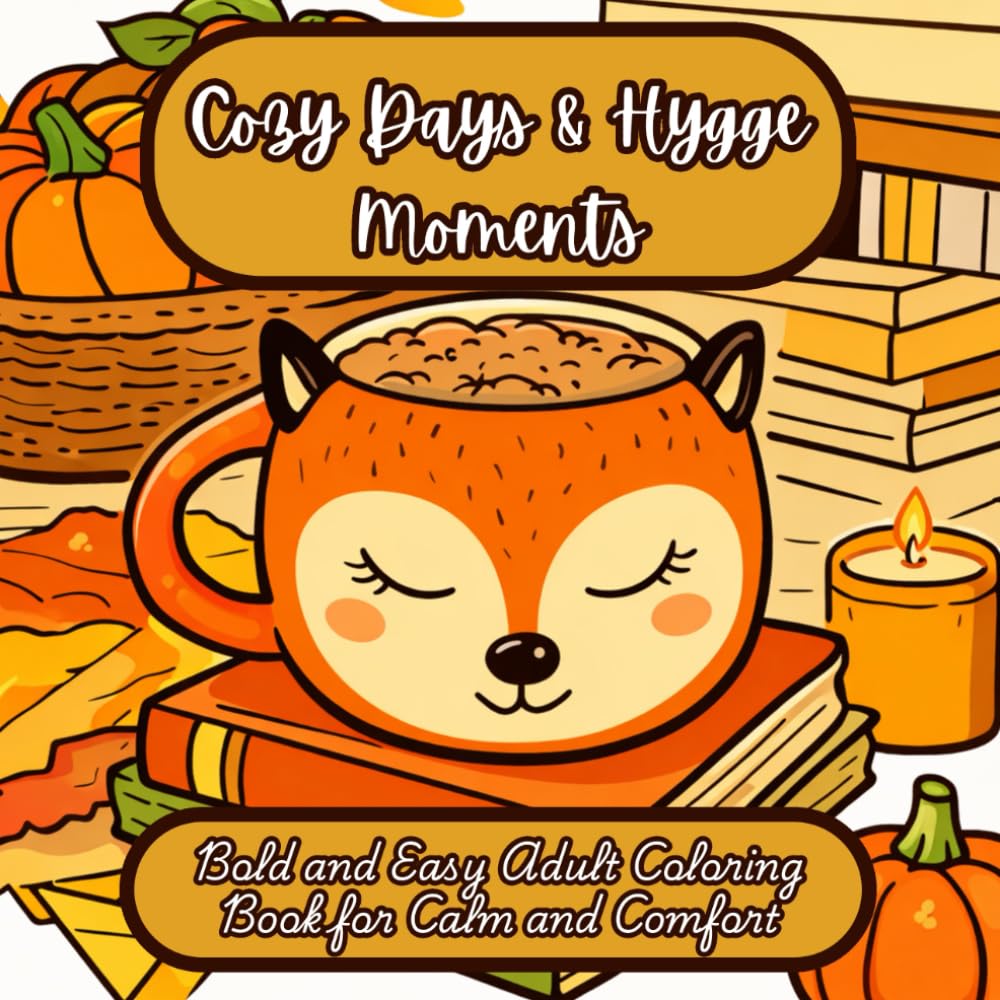 Cozy Days & Hygge Moments: Bold and Easy Adult Coloring Book for Calm and Comfort