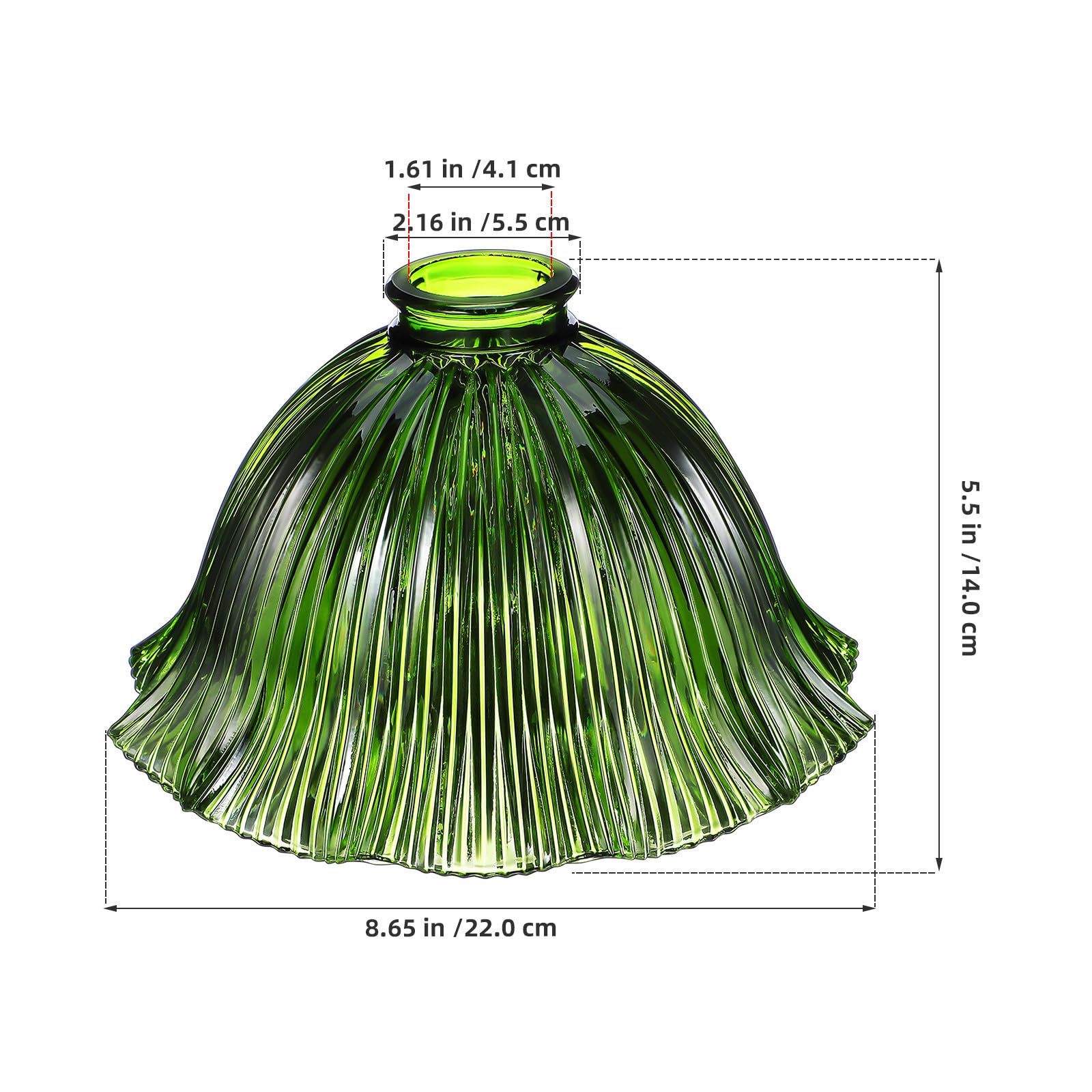 KICHOUSE Paralume in Vetro Verde Vintage per Lampadario Sospensione Design Semplice e Funzione di Attenuazione Luce, Facile da Rimuovere per Soggiorno o Cucina