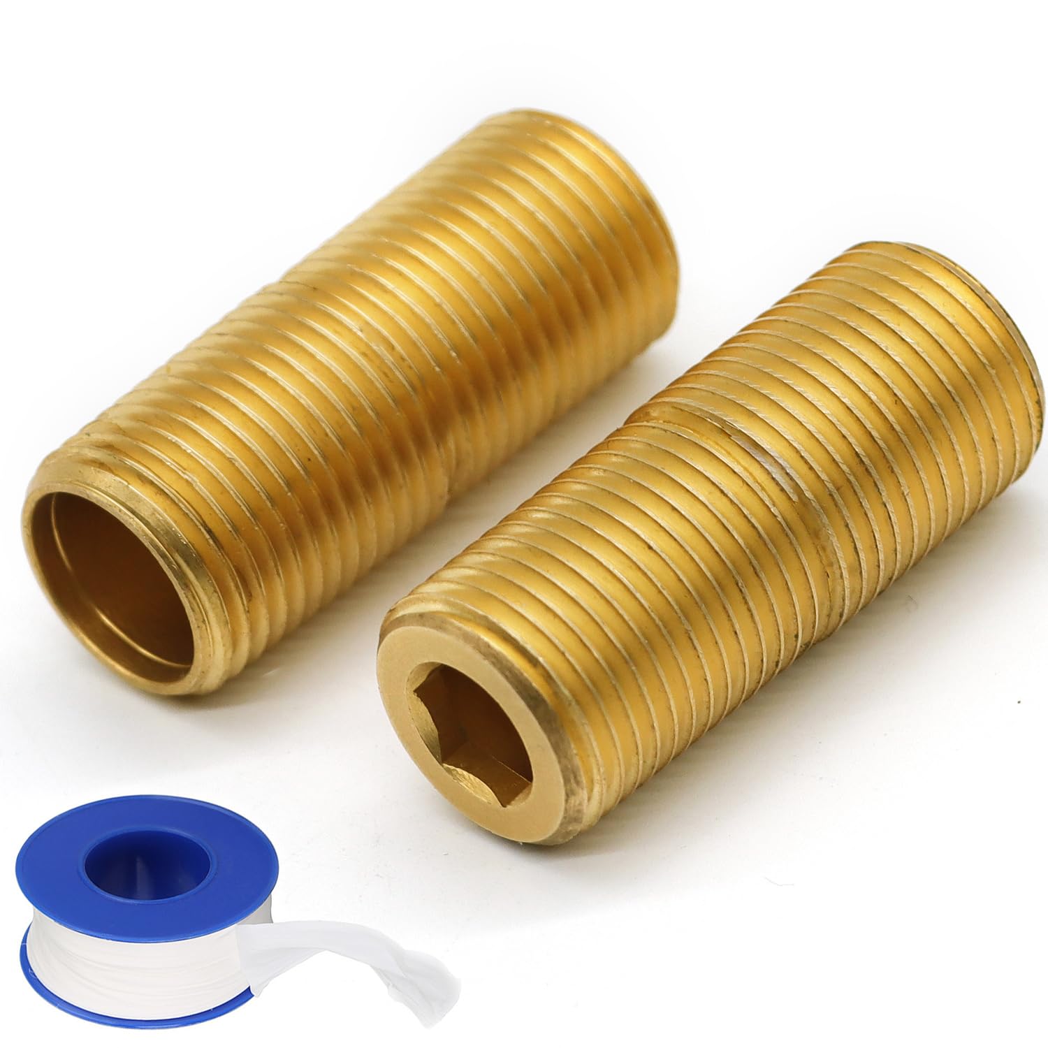 Adaptador de tubería de latón, rosca G macho de 1,27 cm a rosca NPT macho de 1,27 cm de longitud, sin costuras y a prueba de fugas (3 pulgadas de longitud)