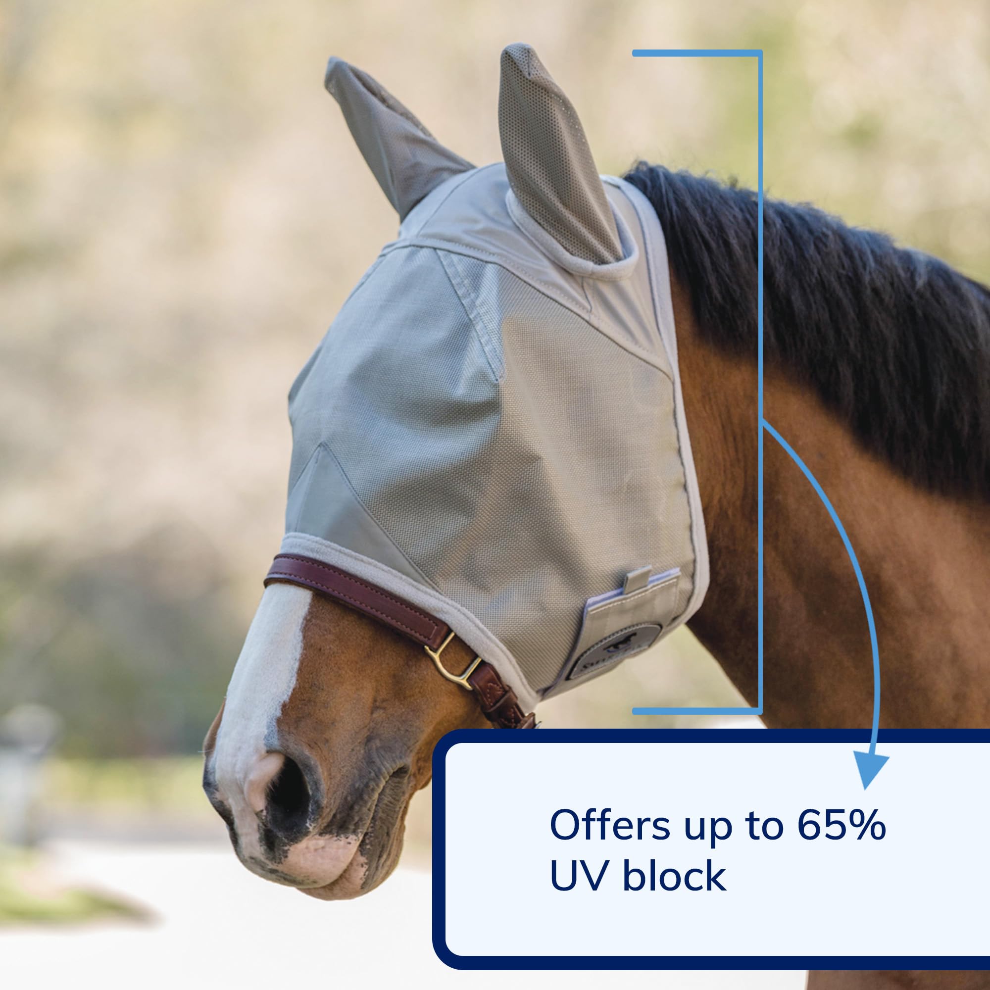 SmartPak Máscara antimoscas con protección UV, orejas y malla, cierre de velcro ancho y seguro, máscara UV para caballos (caballo)