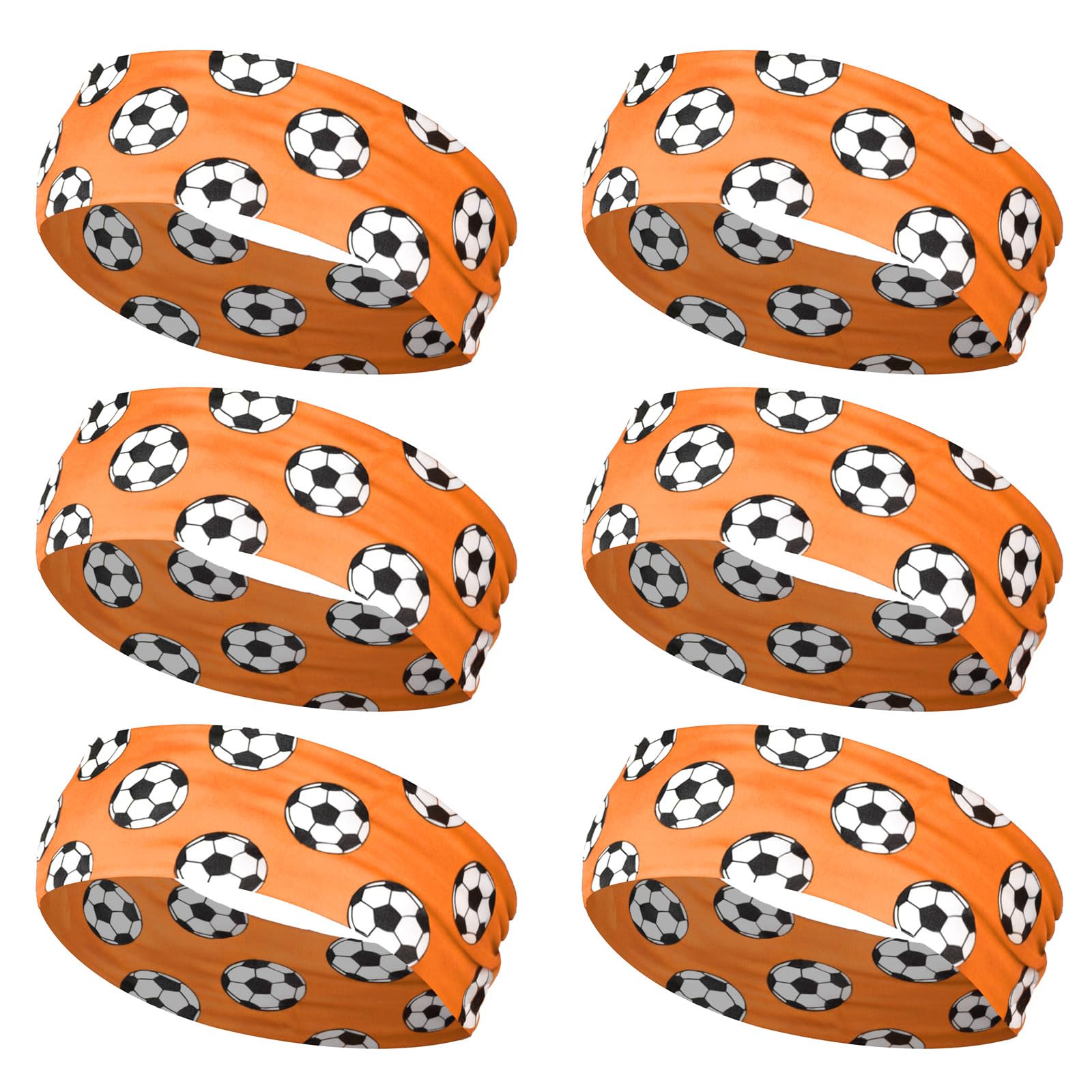 ordinarYone Pack Of 6pcs Stretchy Football Headbands Headwear For Sports And Parties Comfortable Elastic Hair Accessories
