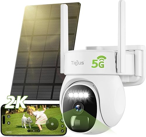 Cámaras de seguridad 2.4G5G inalámbricas para exteriores, cámara solar 2K para seguridad del hogar, funciona con pilas, PTZ de 360, visión nocturna