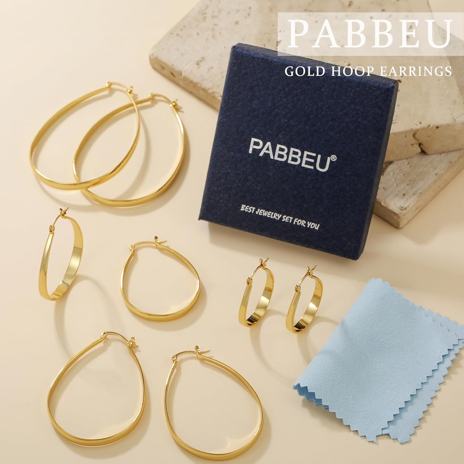 PABBEU Sterling Silver Hoop Earrings for Women, Lightweight Large Oval Hoops Earrings, Hypoallergenic Silver Hoop Earring for Women Gifts 30/40/50/60MM - Image 7