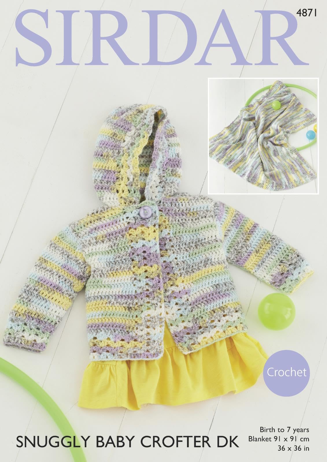 Sirdar Snuggly Baby Crofter Dk - 4871 Jacket & Blanket Crochet Pattern