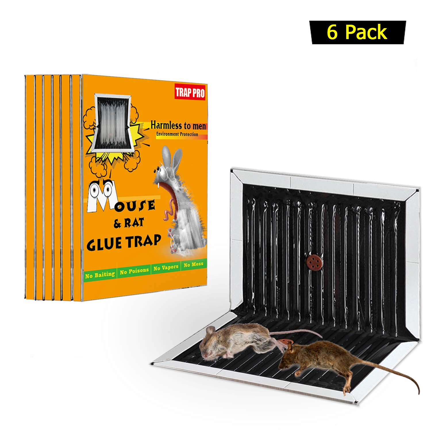 Buy RAYVOLT 6 Pack Mouse Glue Traps, Wavy Shape Glue& Black Glue Board