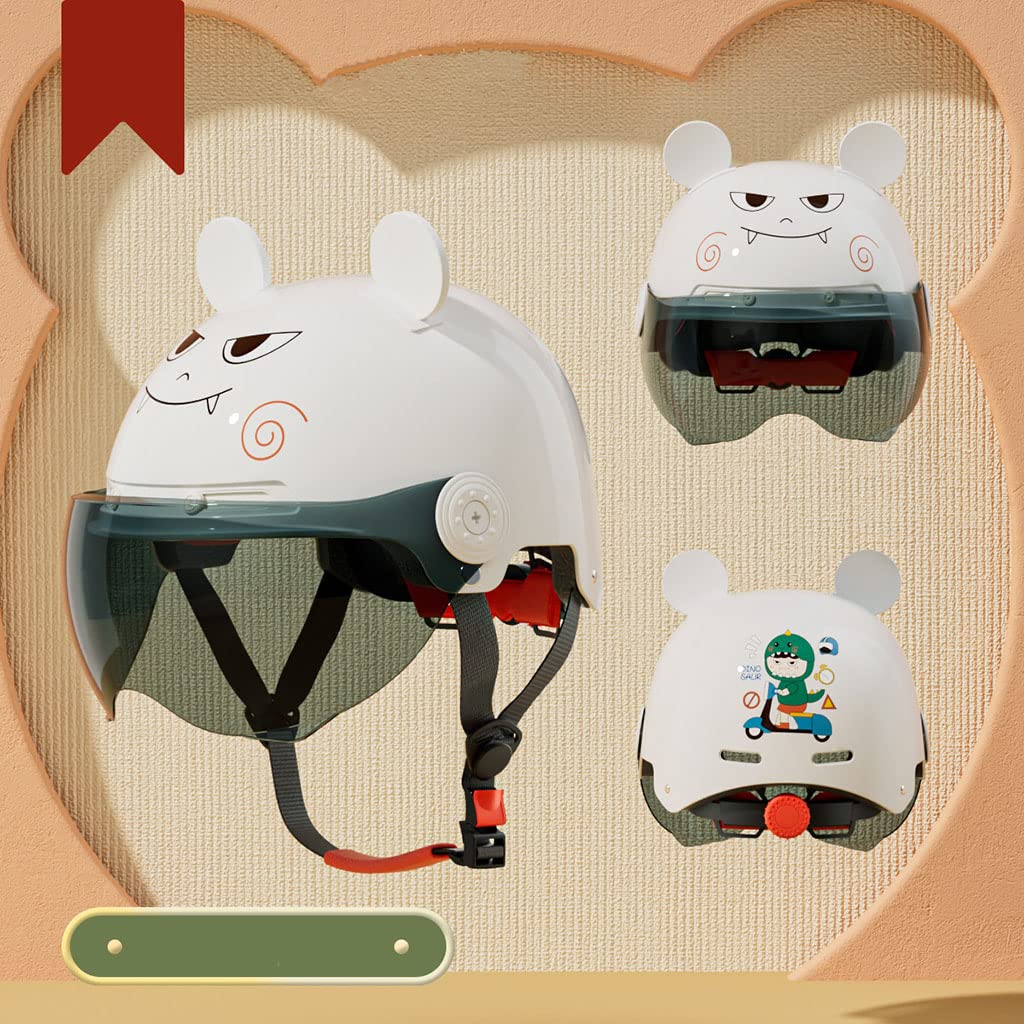 Street Boys and Girls Cycling Motorcycle Retro Helmet Ultralight Adjustable 3/4 Style Cute Printing Helmet,45-65CM,for Outdoor Vespa Scooter Cruiser Chopper Skateboard DOT Approved Helmet-J