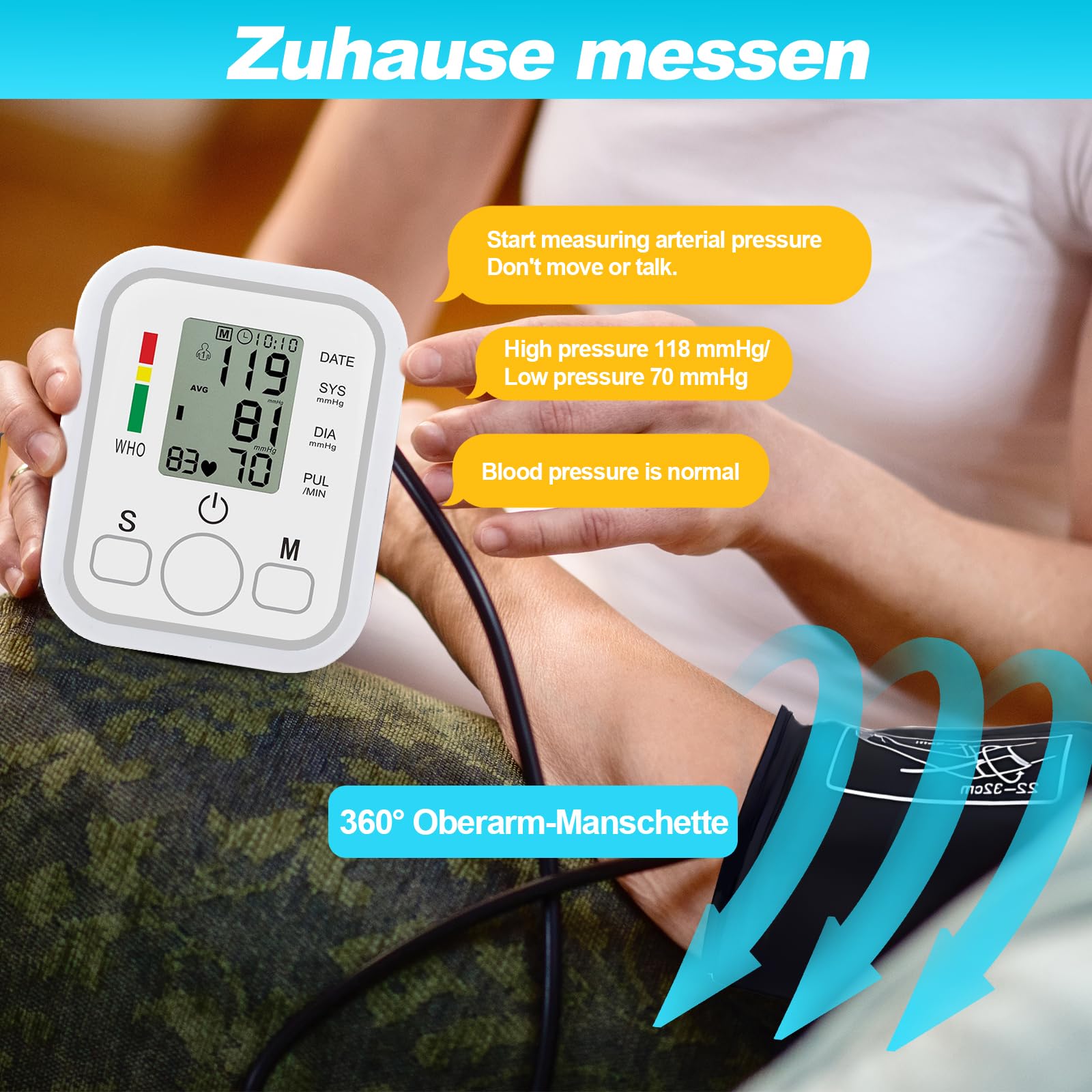 Tensiómetro de muñeca, Tensiómetro Digital, Medidor Tension Arterial Aparato Tension Arterial Medición Precisa Con Gran Pantalla LCD/Memoria (2x99) Regalo para Madres Padres