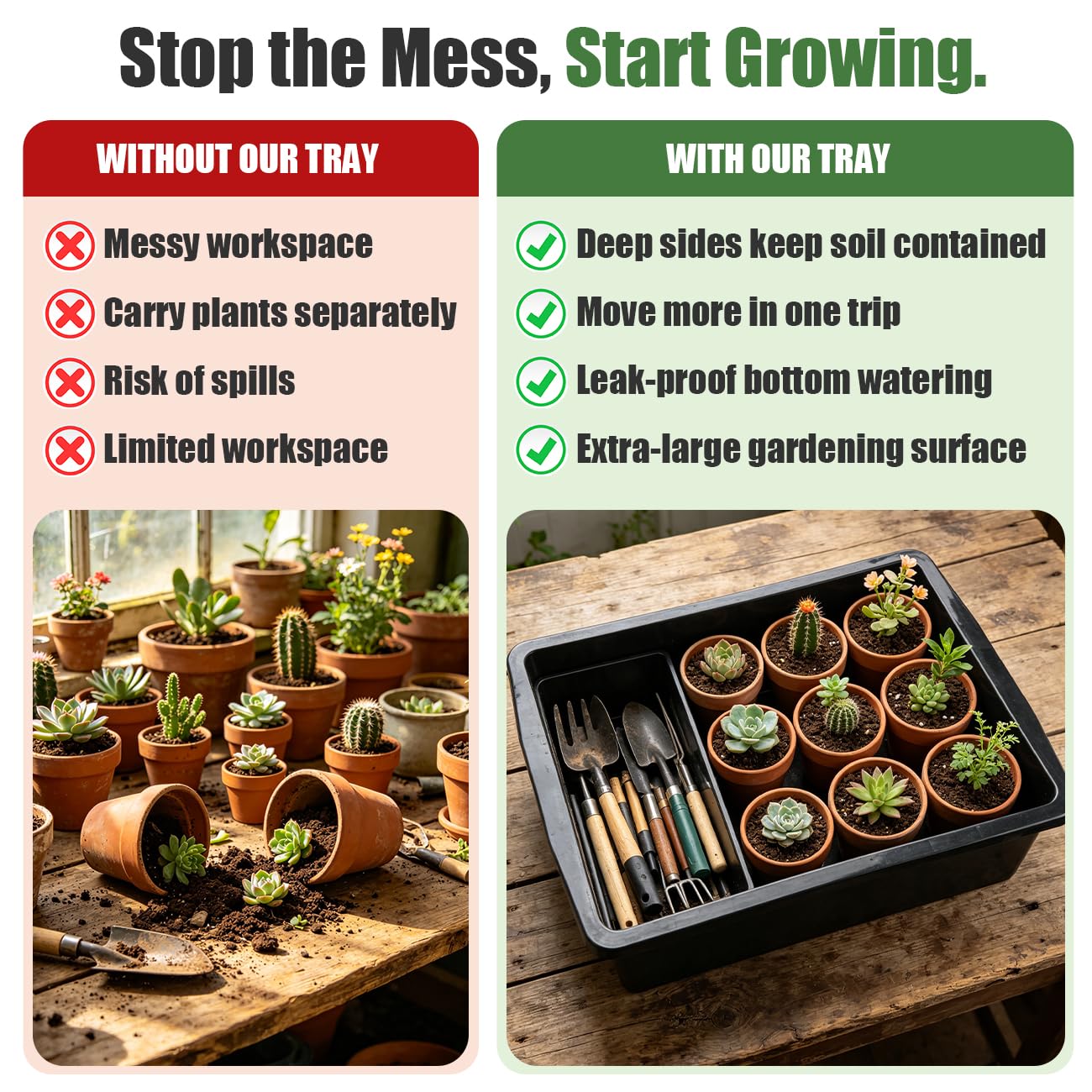 Lot de 4 plateaux de rempotage de plantes de jardin pour mélange de terre