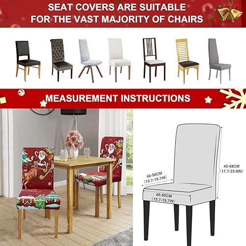Miniatura 2 de Juego de 6 fundas elásticas para sillas de comedor navideñas, fundas para sillas de cocina, fundas lujosas para sillas Parson extraíbles y lavables