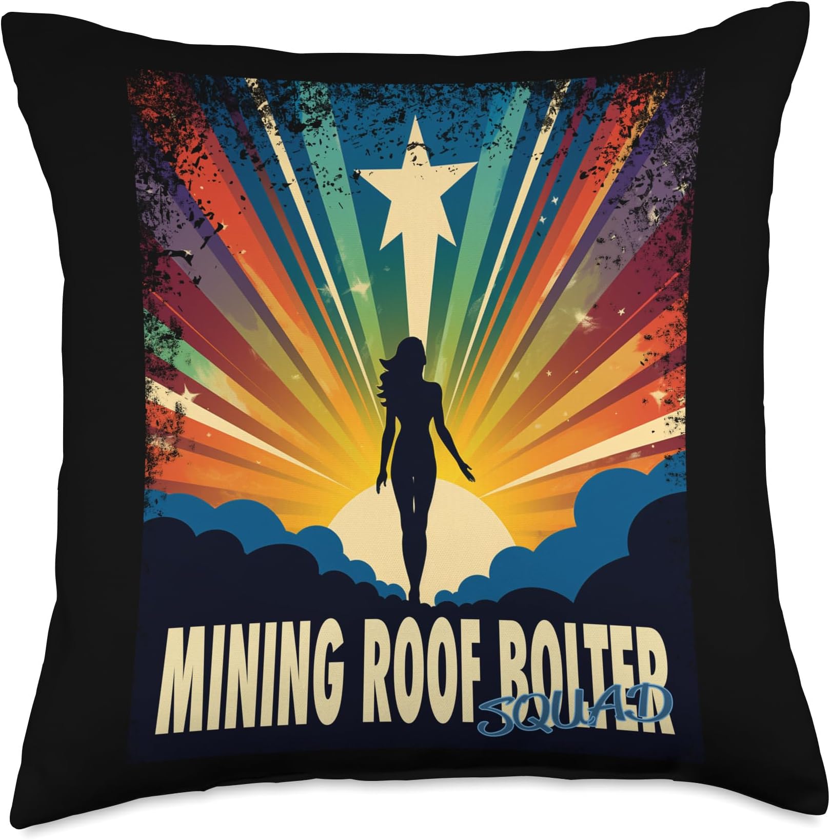 Mining Roof Bolter Funny Female Hero Job Women Throw Pillow, 18x18, Multicolor