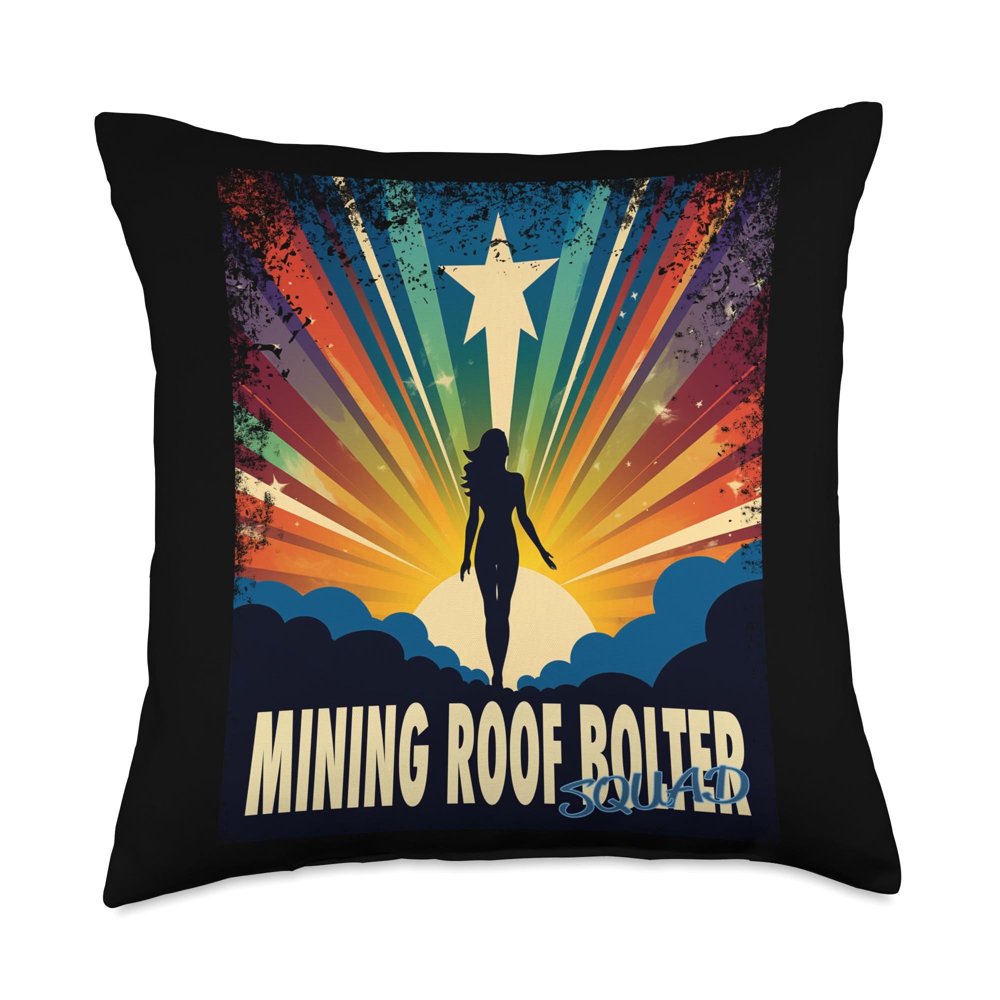 Mining Roof Bolter Funny Female Hero Job Women Throw Pillow, 18x18, Multicolor