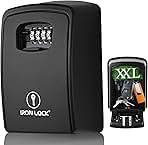XXL Wall Mount Key Lock Box for Keys 4 Digit Combination with Resettable Code with A B Switch Extra Large lockbox Indoor Outdoor Waterproof Big Key Lock Box House Spare Keys (XXL, Black)