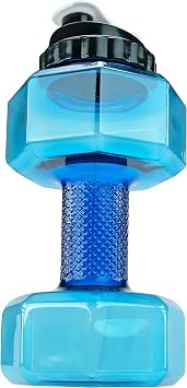 Dumbbell Water Bottle 2.2L Portable Gym & Fitness Sports Bottle for Workout Hydration, See-Through Blue Design