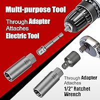 Vista 7 de Kit de 7 piezas extractor de pernos, juego extractor de pernos dañados, juego Easy Out largo y profundo, herramienta de dado para tuercas de rueda