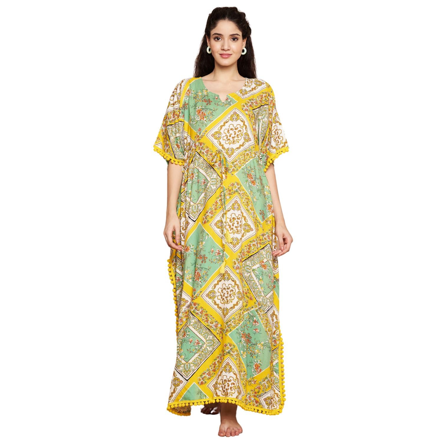 secret wish Printed Rayon Kaftan/Free Size/Printed/Drawstring/Full Length-picture-45