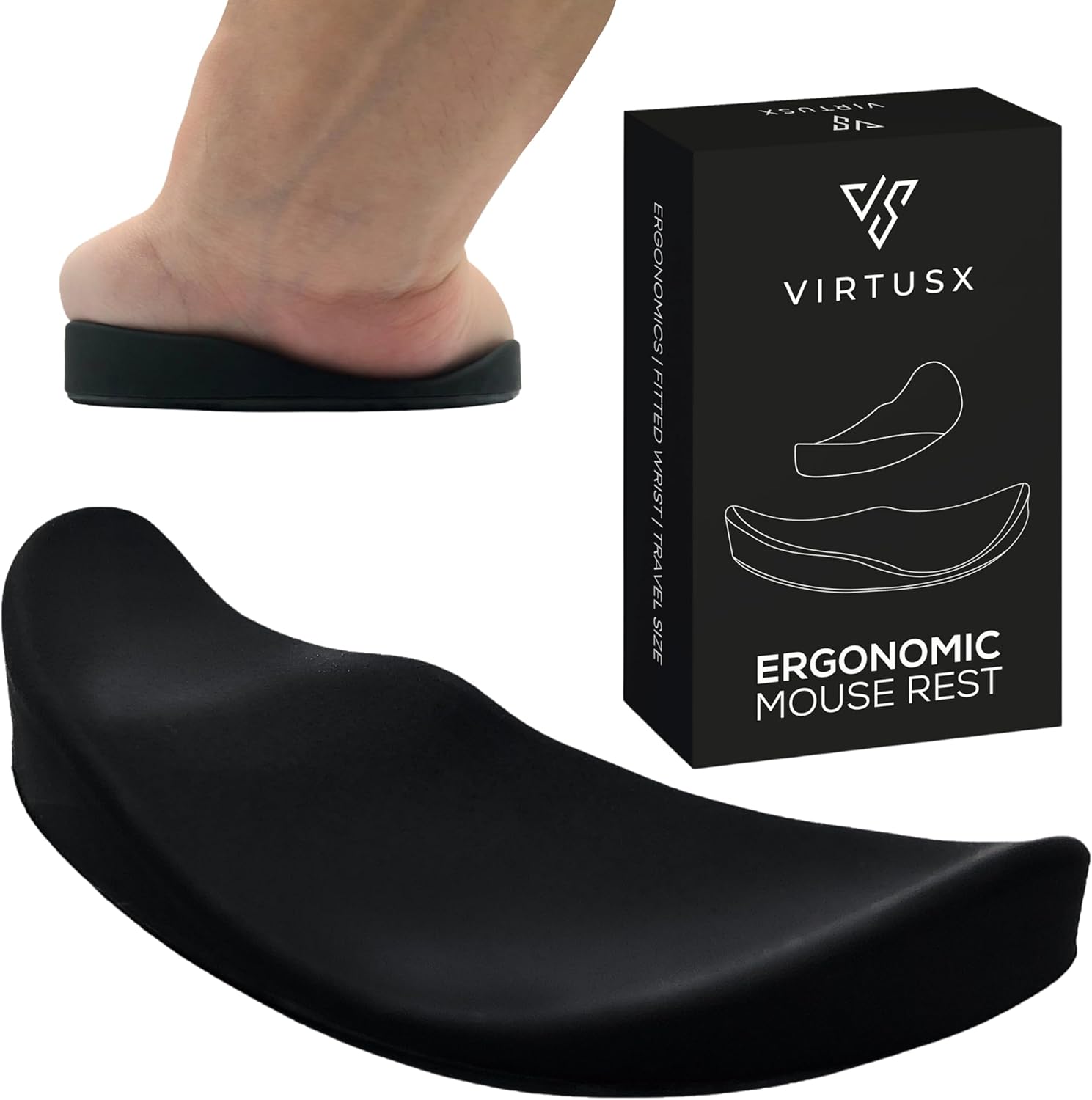 Virtusx Ergonomic Wrist Rest for Mouse, Right-Handed Gliding and Sliding Palm Wrist Support Pad, Carpal Tunnel and Pain Relief, Desk Accessories for Office Work, Gaming, Coding