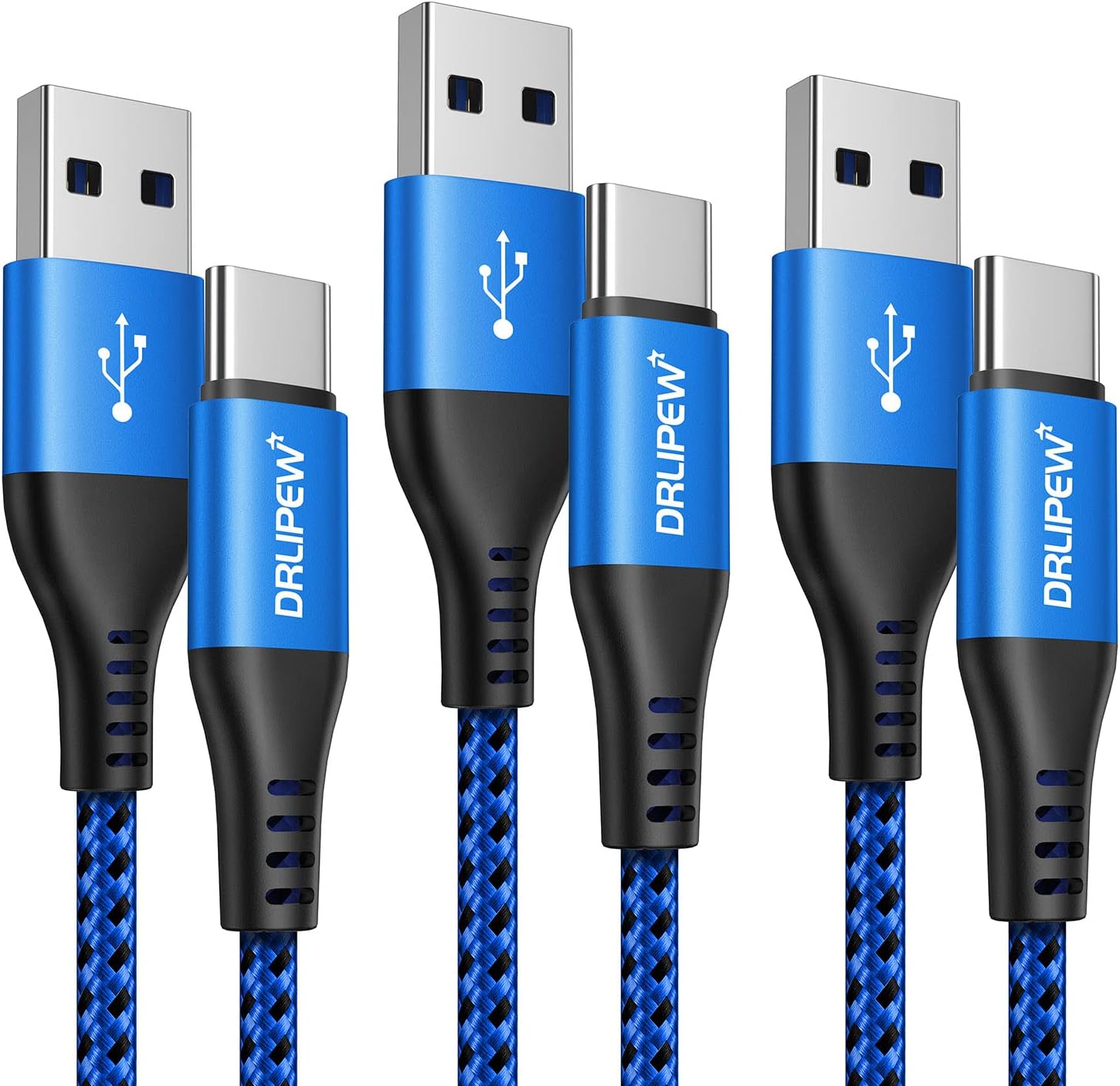 [3-Pack/1M]USB C Charger Cable,3A USB A to USB Type C Fast Charger Charging Cable Lead Nylon Braided for Samsung Galaxy S21 S20 S10 S9 S8 Plus,Note 10 9,A71 A70 A51 A50 A40 A20e A21s,Google Pixel Blue