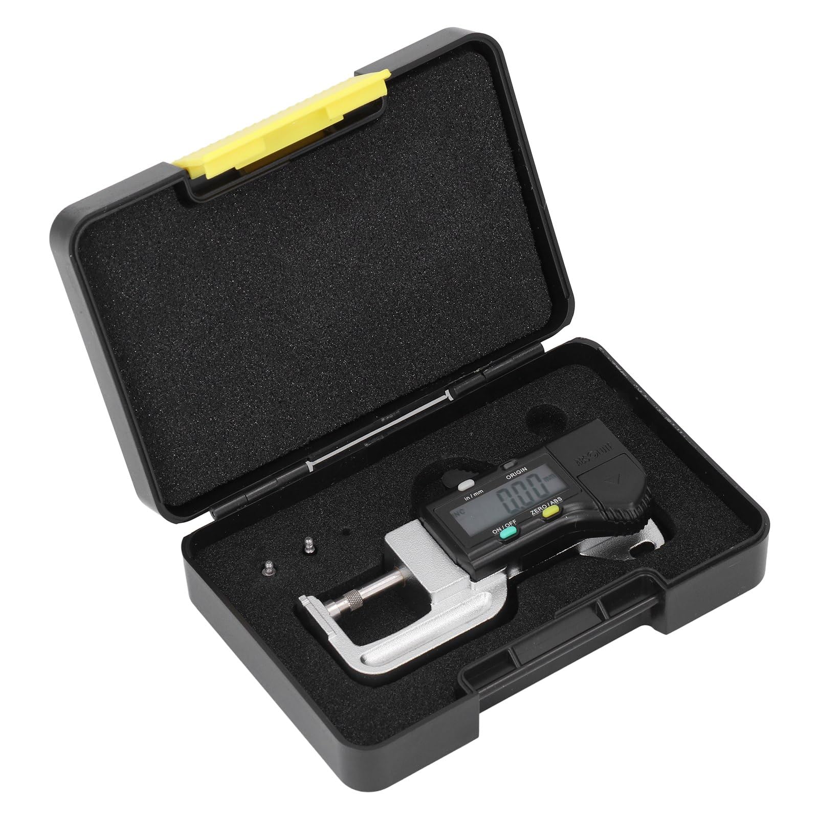 Medidor de Espesor Digital ABS Herramienta de Medición de Espesor Horizontal Desmontable para Papel de Cuero 0-12,7 Mm 0,01 Mm, con Función de Apagado Automático