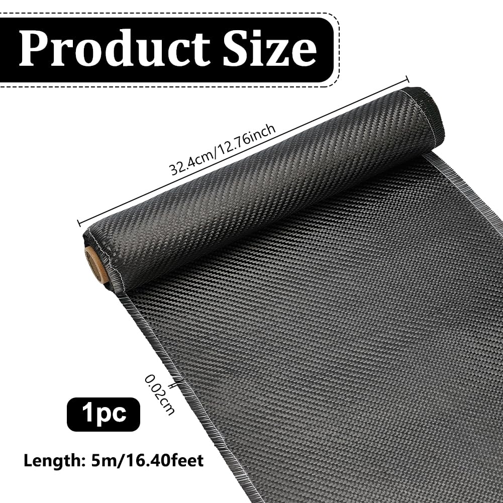 OLYCRAFT 5mx32.4cm tela de fibra de carbono hoja de fibra de carbono negra tela de fibra de carbono pura 2 x 2 sarga Weave-3k/220g tela de grafito ligero de alta resistencia para sótano