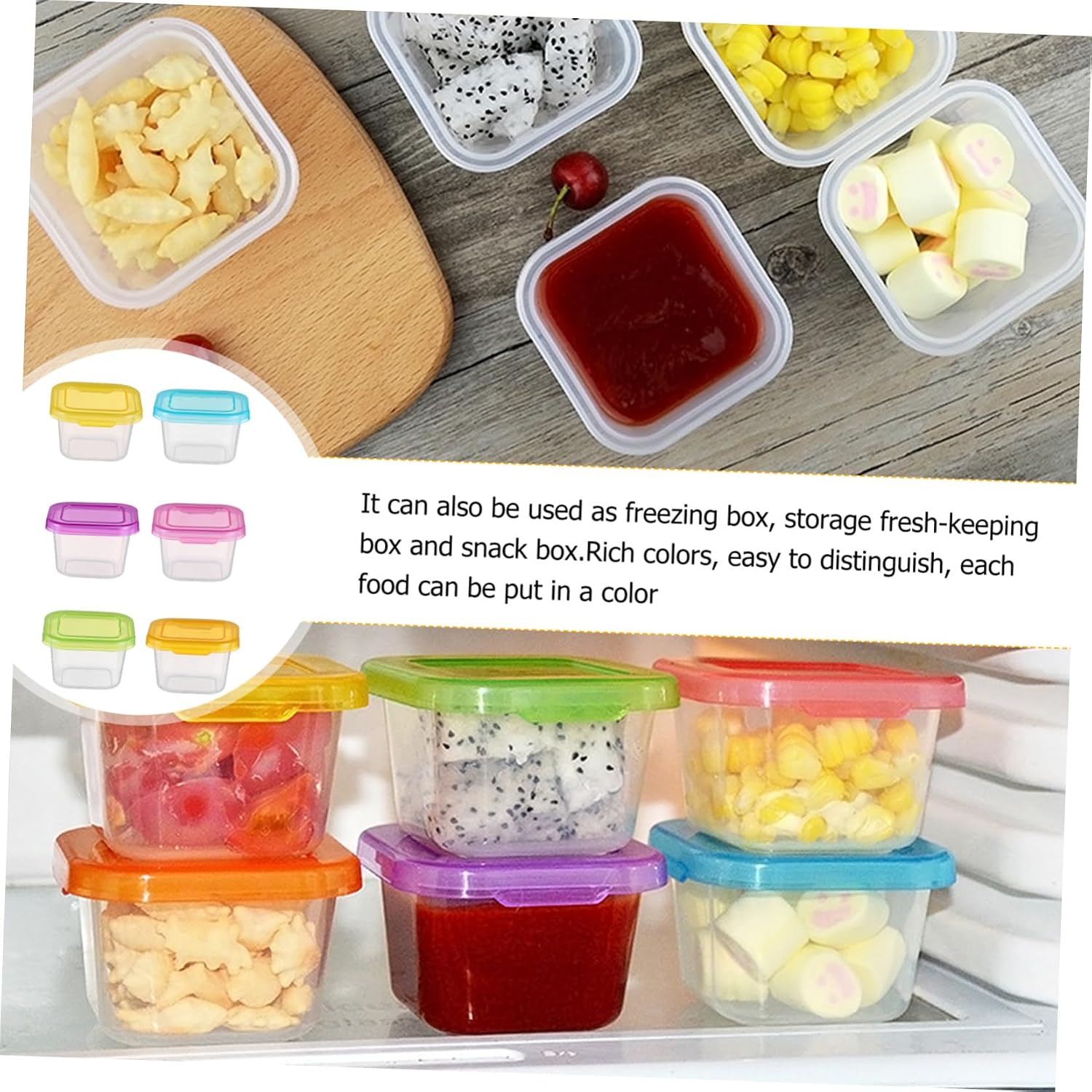 Food Storage Containers with Lids Leakproof Chilled Food Boxes for Multi-Color Portable Jars Microwave Safe and Reusable for Milk Snacks and Puree