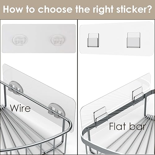 Miniatura 9 de Calcomanías adhesivas de repuesto para organizador de ducha, organizador de ducha, gancho de alambre surtido, paquete de 10 unidades