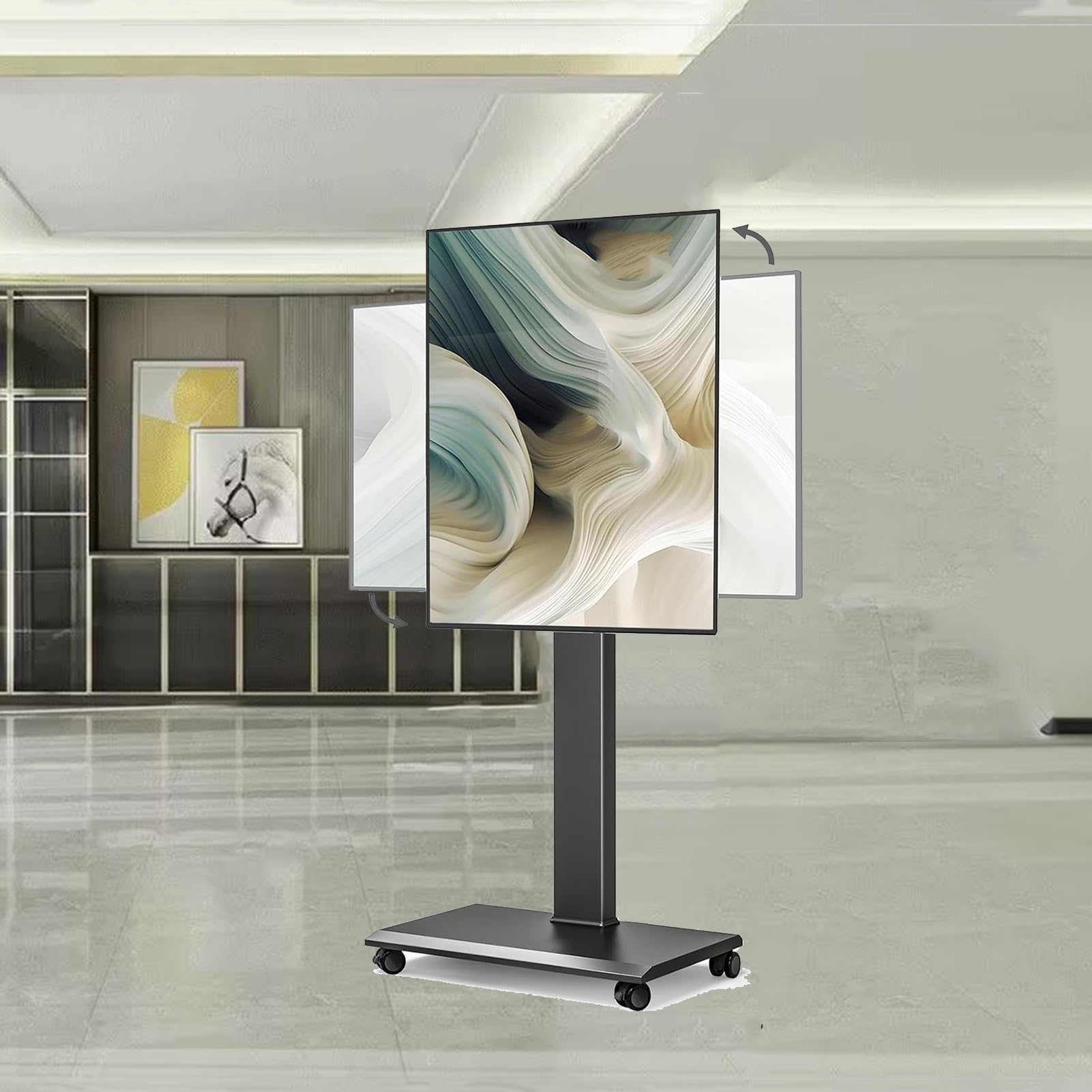 Support TV mobile universel réglable en hauteur sur roulettes pour écran 32-55