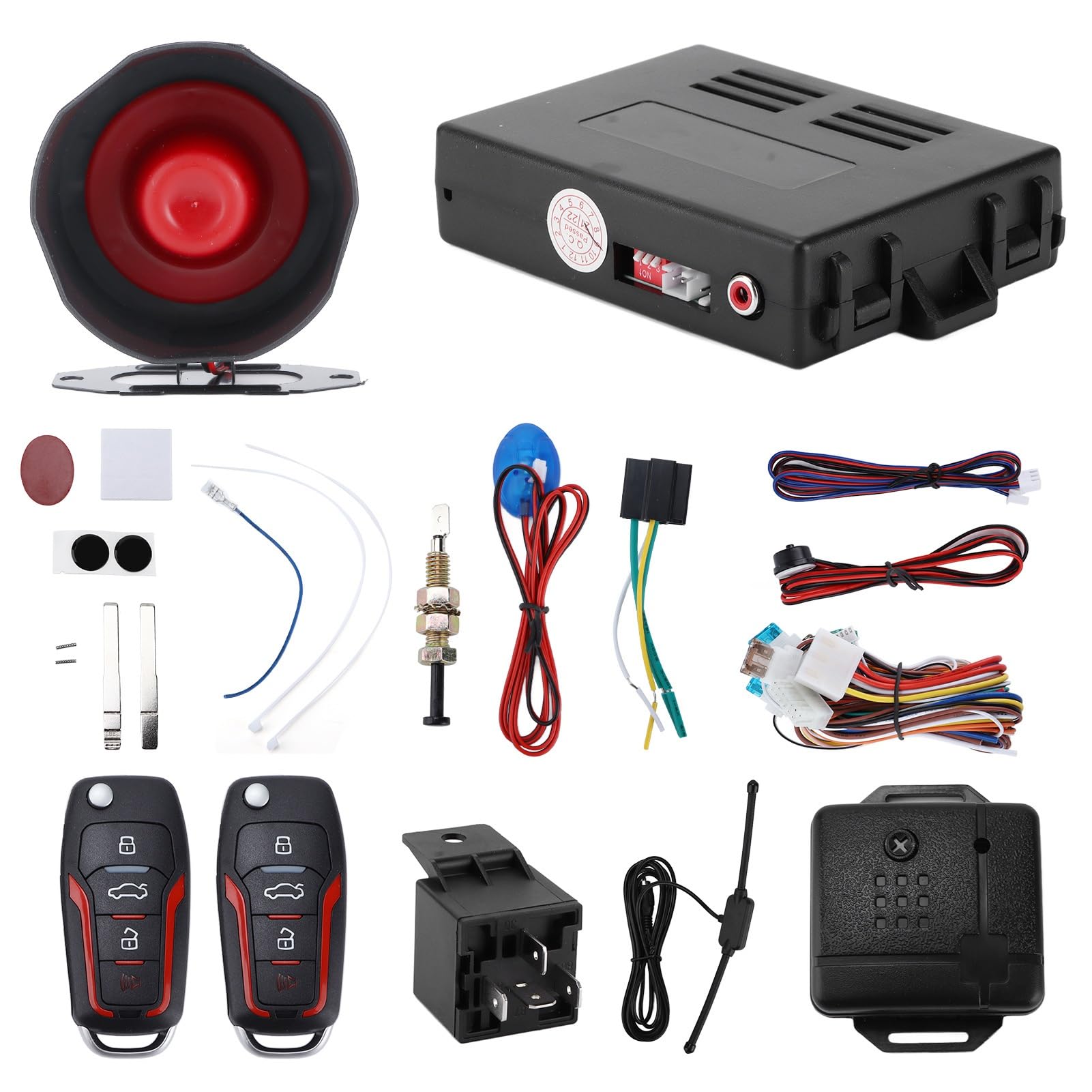 Auto-Sicherheitsalarmanlage, Schlüsselloser Zugang, Push-Start-Fernbedienung, Einbrecher mit Smart Key für Alle 12-V-Fahrzeuge, ABS-Material