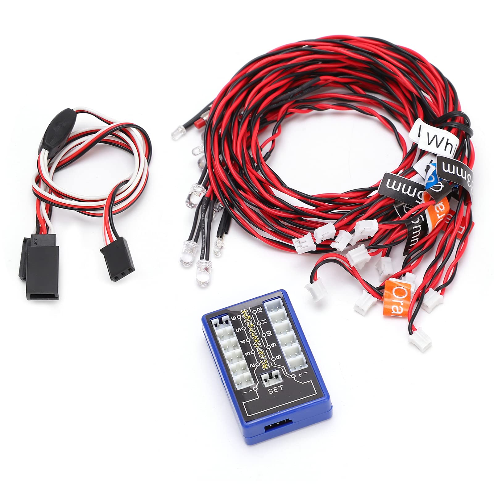 RC Car Flashing Light System, 12 LED Highlight Flashing Light System 4 Tryby Oświetlenia dla RC Cars 4.8-6V DC dla 1/8 1/10 1/12 RC Cars