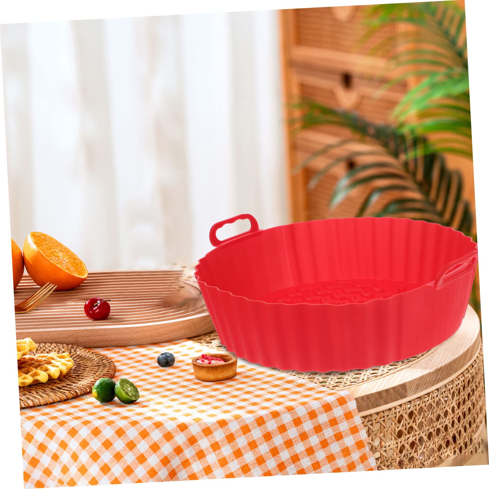 DECHOUS 3pcs Kitchen Air Fryer Silicone Liner Pad Handle - Baking Mat Non-stick Protective Liner for Kitchen Design for Crispier Food Reusable and Silicone Cooking Accessory