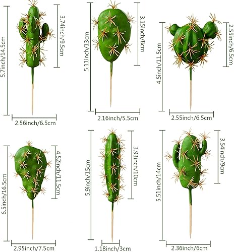 Miniatura 2 de HinyoCo 6 piezas de cactus artificiales de imitación de cactus, arreglo floral, material vegetal verde para decoración del hogar y la oficina