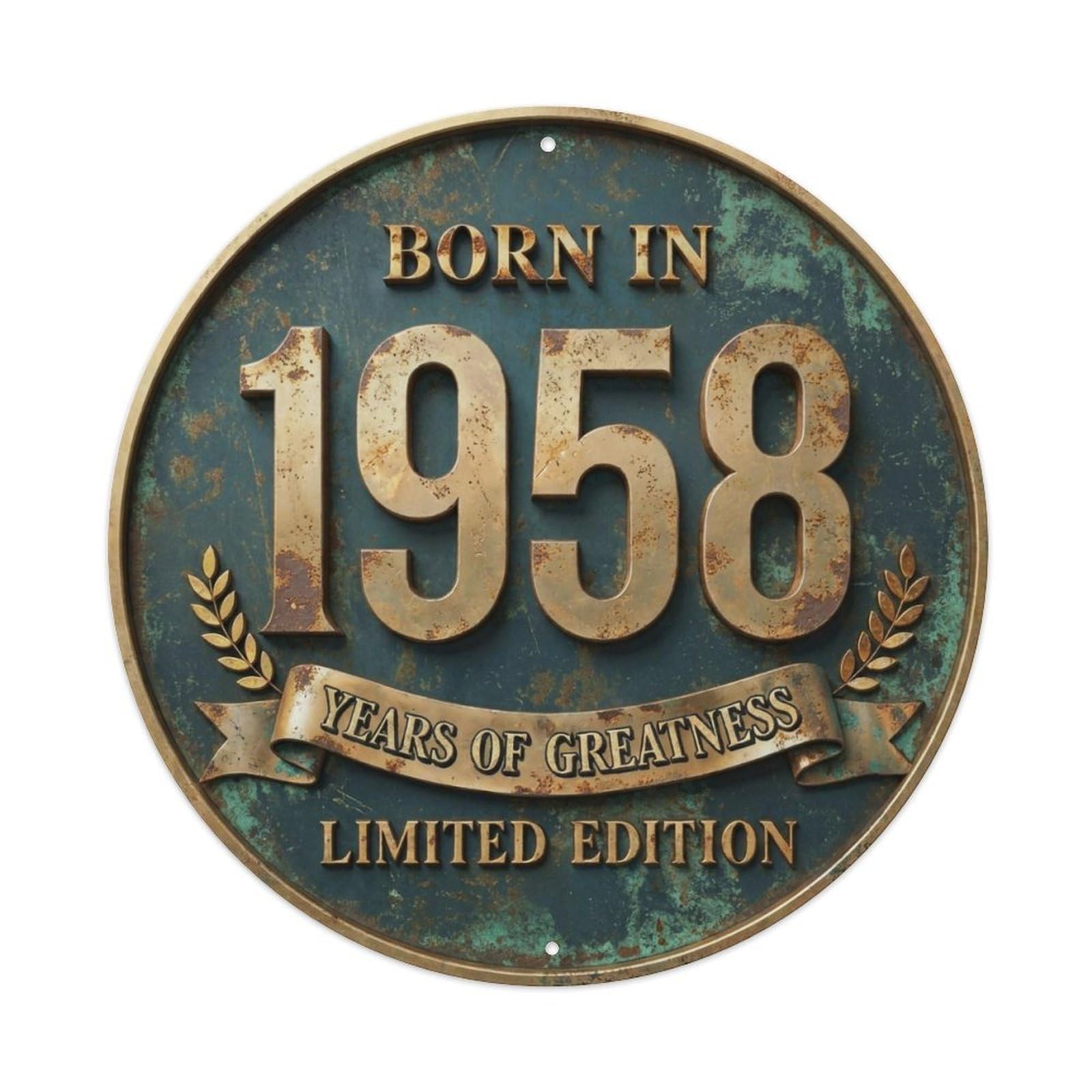 Okahys 8X8inch(20X20cm) Born In 1958 Years Of Greatness Year-Themed Birthday Gift Metal Tin Sign
