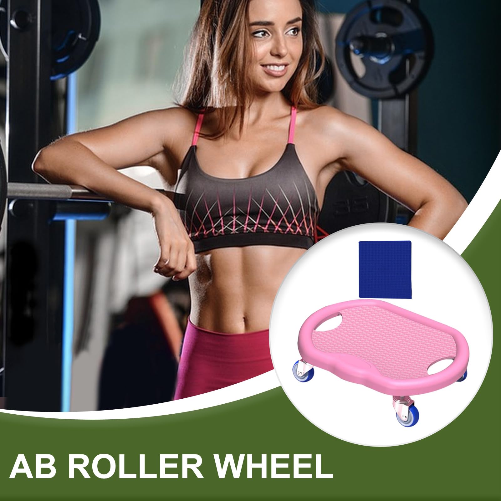 Ab Roller - trening brzucha w domu, cicha deska z matą, mocny PCW + stal nierdzewna, spalanie tkanki tłuszczowej na całe ciało, kontrola masy brzucha, siłownia lub do użytku domowego, 30 x 30 x 8 cm